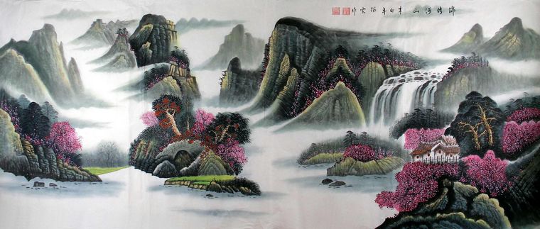 小八尺山水畫作品